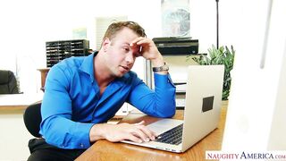 Nikki Benz fucking in the desk with her tits