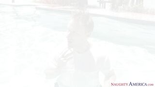 Diamond Jackson and Jade Jantzen sharing dick on the same bed