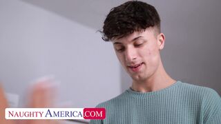 Dad's spoiled girlfriend, Kiki Klout, receives a thick bar of white chocolate with nuts for Mother's Day