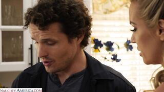 Big tit blonde Rachael Cavalli fucks the repairman after lemonade