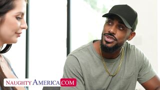 Busty brunette Alexa Payne won't pass the driving exam without using a big black stick shift