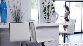 Lana Rhoades fucking in the living room with her hairy bush