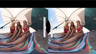 Three Beach Beauties Share Lifeguard's Thirsty Dick