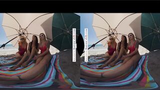 Three Beach Beauties Share Lifeguard's Thirsty Dick