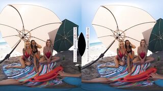 Three Beach Beauties Share Lifeguard's Thirsty Dick