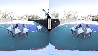 Tennis Instructors' Naughty Lesson: Three Girls Share His Dick