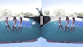 Tennis Instructors' Naughty Lesson: Three Girls Share His Dick