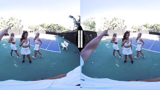 Tennis Instructors' Naughty Lesson: Three Girls Share His Dick