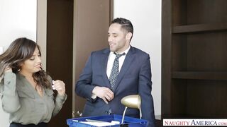 Boss Ella Knox fucking in the bathtub with her hairy bush