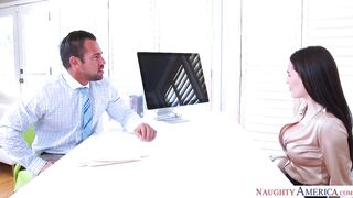 Lana Rhoades fucking in the desk with her big natural tits