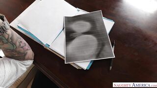 Employee Bella Rose fucking in the desk with her bubble butt