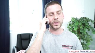 Layla London fucking in the chair with her natural tits