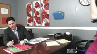 Noelle Easton fucking in the desk with her black hair