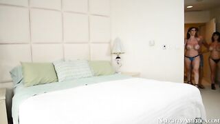 Bad girl Charlee Chase fucking in the bed with her tits