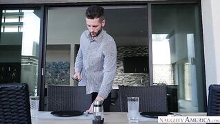 Lauren Phillips fucking in the kitchen with her tattoos