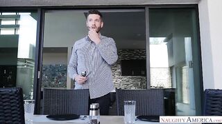 Lauren Phillips fucking in the kitchen with her tattoos