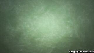 Dillion Harper fucking in the desk with her natural tits