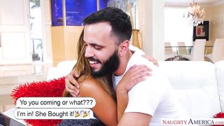 Layla London fucking in the couch with her big natural tits