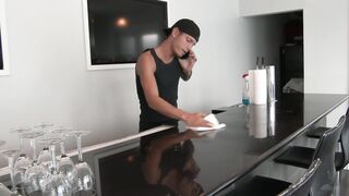 Shaved Jade Jantzen fucking in the couch with her tattoos