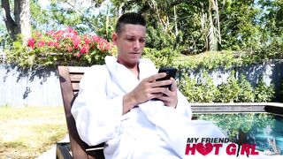 Blonde babe Dolly Leigh cheats on boyfriend with his lazy friend