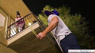 Blonde Lena Paul fucking in the bedroom with her blue eyes