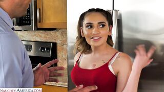 Teen Sera Ryder Swaps Vibrator for Friend's Dad's Cock at Home