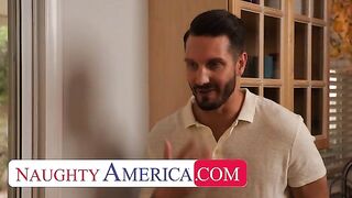 Ashley Red gets wet and strips down for friend's dad