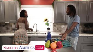 Ebony Mystique's Secret Blowjob with Neighbor's Massive Cock