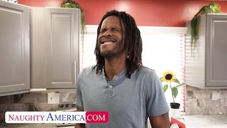 Ebony Mystique's Secret Blowjob with Neighbor's Massive Cock