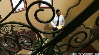 Wife Chloe Amour fucking in the bedroom with her black hair