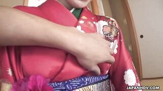 Yuria Tominaga's Deep Throat Blowjob Adventure in Kimono